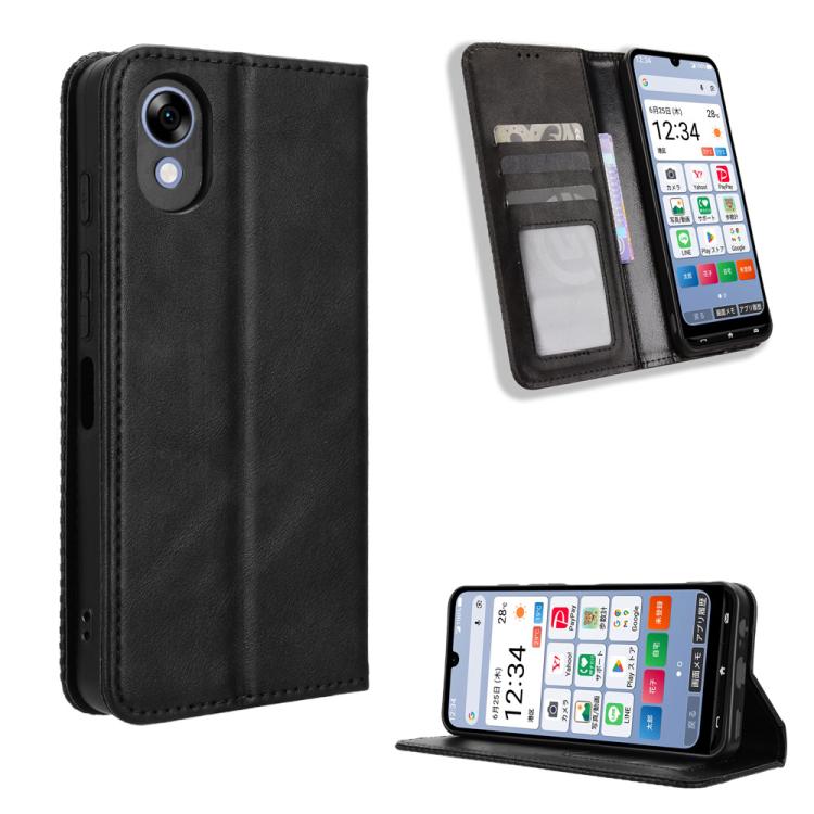 For ZTE Kantan Sumaho5 A601ZT Magnetic Buckle Retro Texture Leather Phone Case(Black)