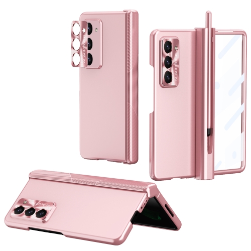 

For Samsung Galaxy Z Fold5 Electroplating Hinged Folding Phone Case with S Pen Fold Edtion(Pink)