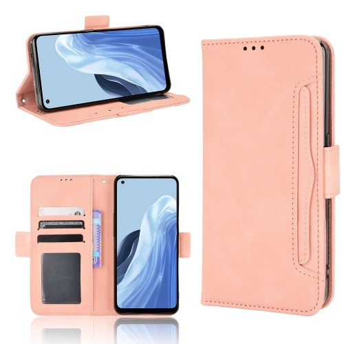 

For OPPO Reno7 A Skin Feel Calf Texture Card Slots Leather Phone Case(Pink)
