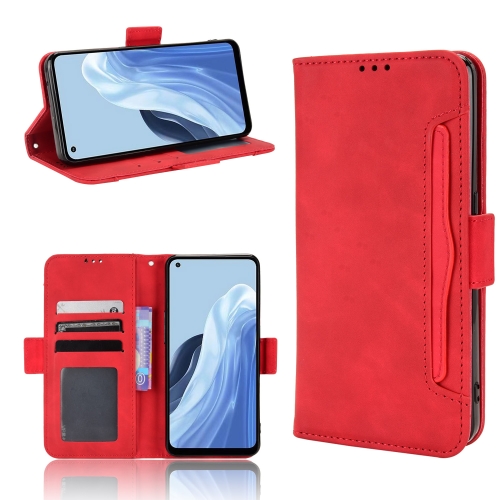 

For OPPO Reno7 A Skin Feel Calf Texture Card Slots Leather Phone Case(Red)