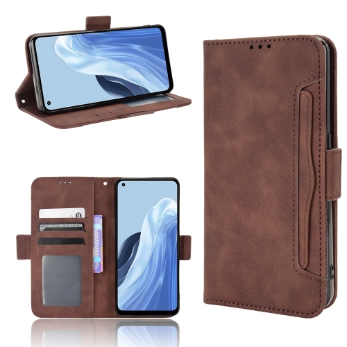 

For OPPO Reno7 A Skin Feel Calf Texture Card Slots Leather Phone Case(Brown)