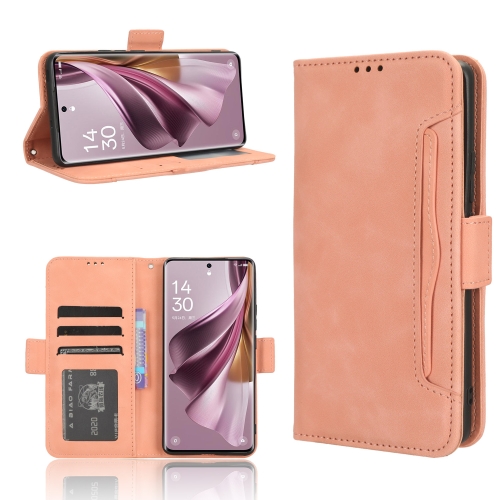 

For OPPO Reno10 / Reno10 Pro Global Skin Feel Calf Texture Card Slots Leather Phone Case(Pink)