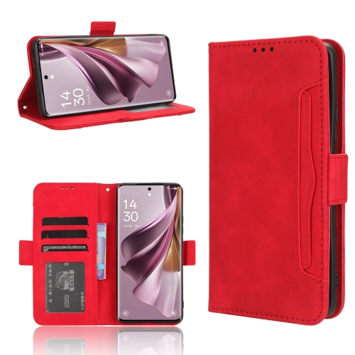 

For OPPO Reno10 / Reno10 Pro Global Skin Feel Calf Texture Card Slots Leather Phone Case(Red)