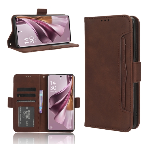 

For OPPO Reno10 / Reno10 Pro Global Skin Feel Calf Texture Card Slots Leather Phone Case(Brown)