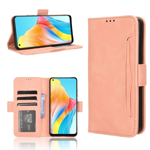 

For OPPO A58 4G Skin Feel Calf Texture Card Slots Leather Phone Case(Pink)