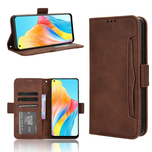 

For OPPO A58 4G Skin Feel Calf Texture Card Slots Leather Phone Case(Brown)