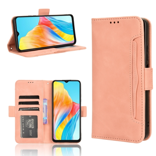 

For OPPO A38 4G / A18 4G Skin Feel Calf Texture Card Slots Leather Phone Case(Pink)