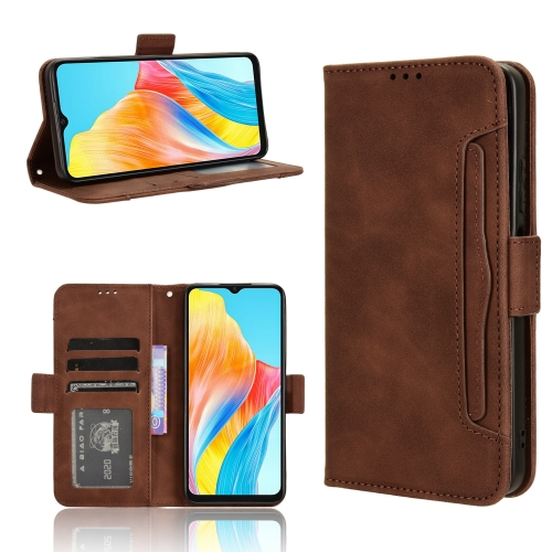 

For OPPO A38 4G / A18 4G Skin Feel Calf Texture Card Slots Leather Phone Case(Brown)