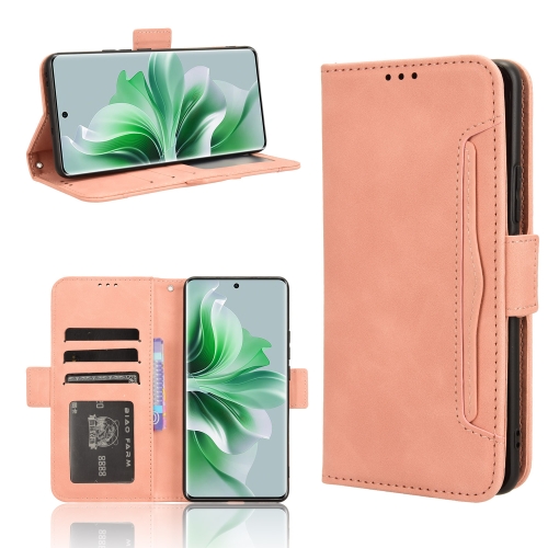 

For OPPO Reno11 5G Global Skin Feel Calf Texture Card Slots Leather Phone Case(Pink)