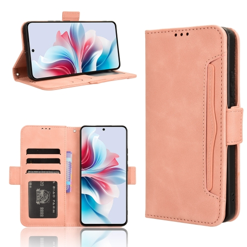 

For OPPO Reno11 F 5G / F25 Pro 5G Skin Feel Calf Texture Card Slots Leather Phone Case(Pink)