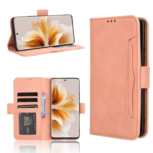 

For OPPO Reno11 Pro 5G Global Skin Feel Calf Texture Card Slots Leather Phone Case(Pink)
