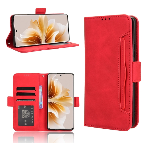 

For OPPO Reno11 Pro 5G Global Skin Feel Calf Texture Card Slots Leather Phone Case(Red)