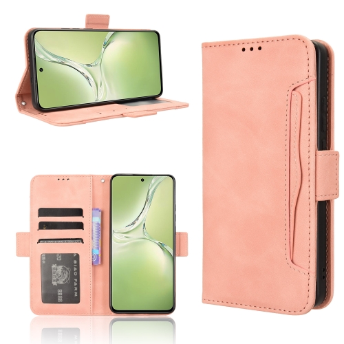 

For OPPO K12X 5G / OnePlus Nord CE4 Lite 5G Skin Feel Calf Texture Card Slots Leather Phone Case(Pink)