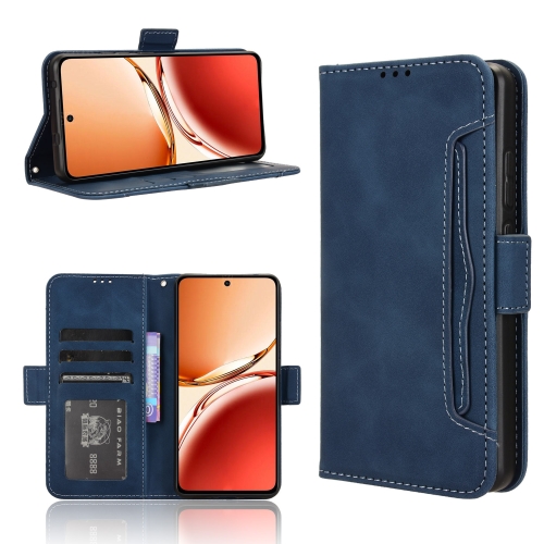 

For OPPO Reno12 F 5G Skin Feel Calf Texture Card Slots Leather Phone Case(Blue)