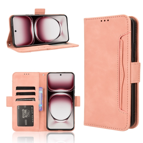 

For OPPO Reno12 Pro 5G Global Skin Feel Calf Texture Card Slots Leather Phone Case(Pink)