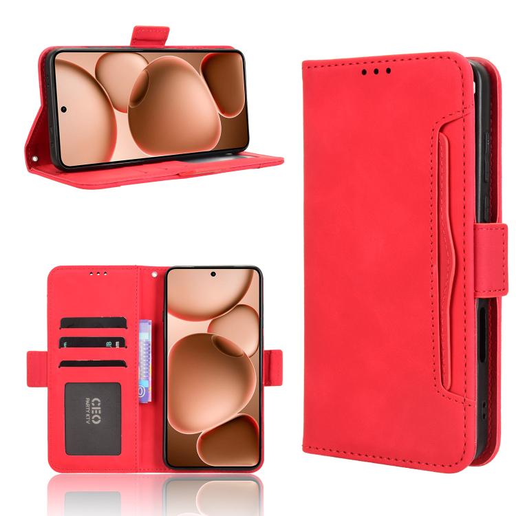 

For OPPO Find X8 Ultra 5G Skin Feel Calf Texture Card Slots Leather Phone Case(Red)