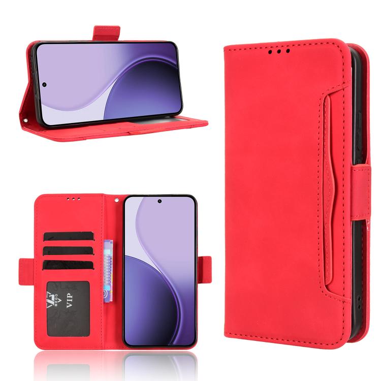 

For OPPO Reno14 5G Global Skin Feel Calf Texture Card Slots Leather Phone Case(Red)