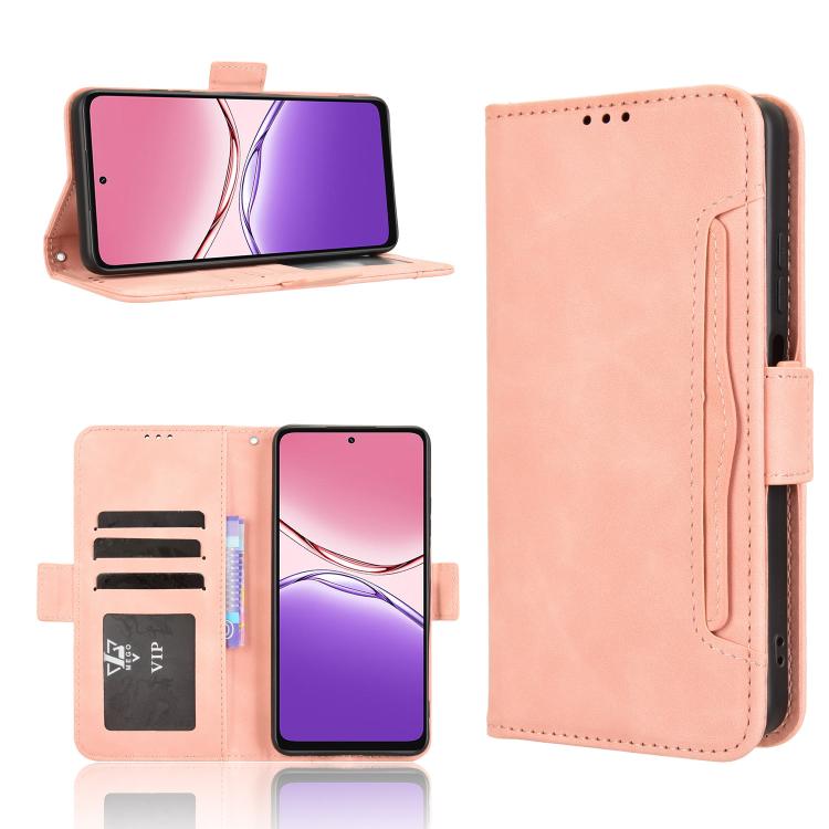 

For OPPO A5x 4G / 5G Global Skin Feel Calf Texture Card Slots Leather Phone Case(Pink)