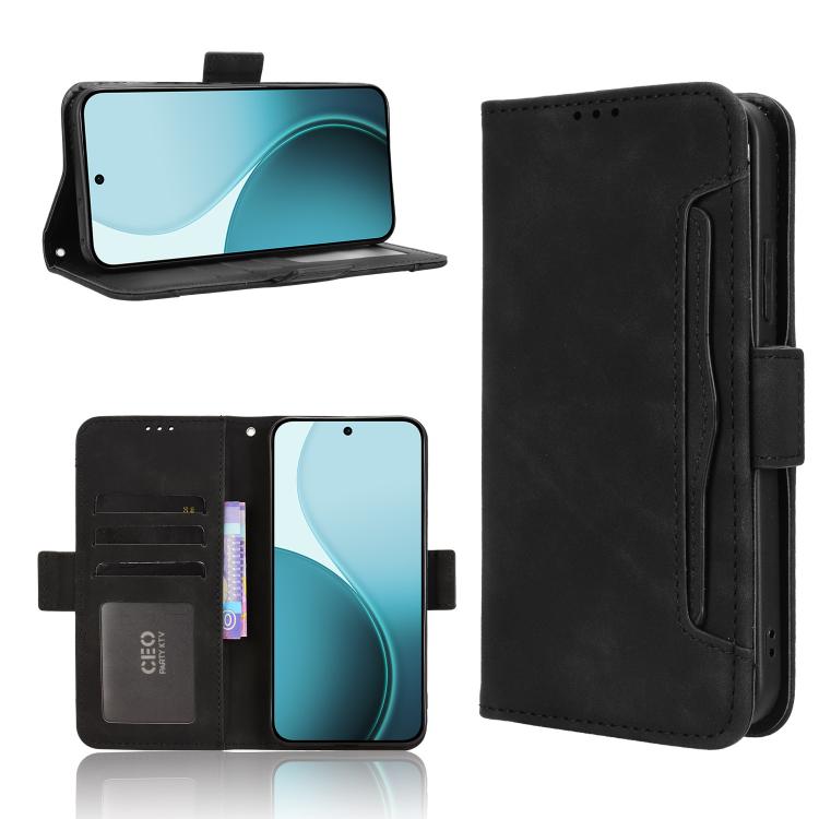 

For OPPO Reno14 F 5G Skin Feel Calf Texture Card Slots Leather Phone Case(Black)