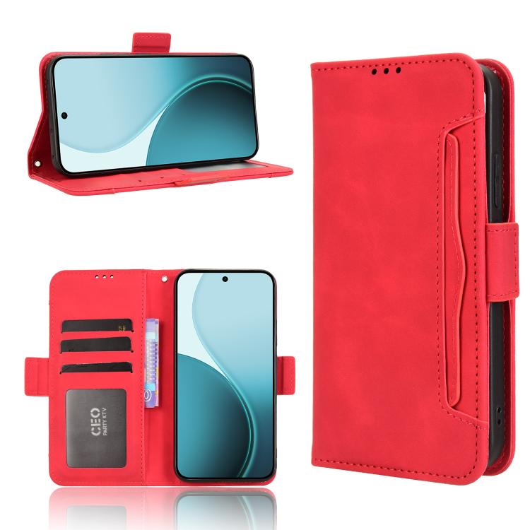 

For OPPO Reno14 F 5G Skin Feel Calf Texture Card Slots Leather Phone Case(Red)