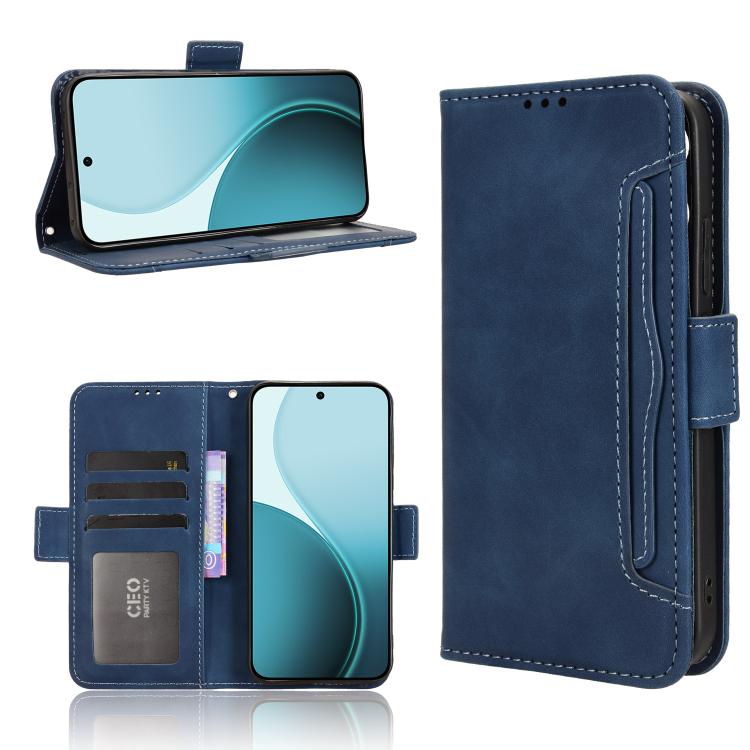 

For OPPO Reno14 F 5G Skin Feel Calf Texture Card Slots Leather Phone Case(Blue)