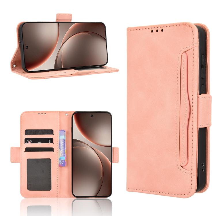 

For OPPO Find X9 Skin Feel Calf Texture Card Slots Leather Phone Case(Pink)