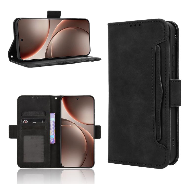 

For OPPO Find X9 Skin Feel Calf Texture Card Slots Leather Phone Case(Black)