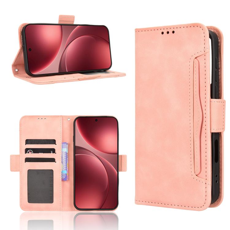 

For OPPO Find X9 Pro Skin Feel Calf Texture Card Slots Leather Phone Case(Pink)