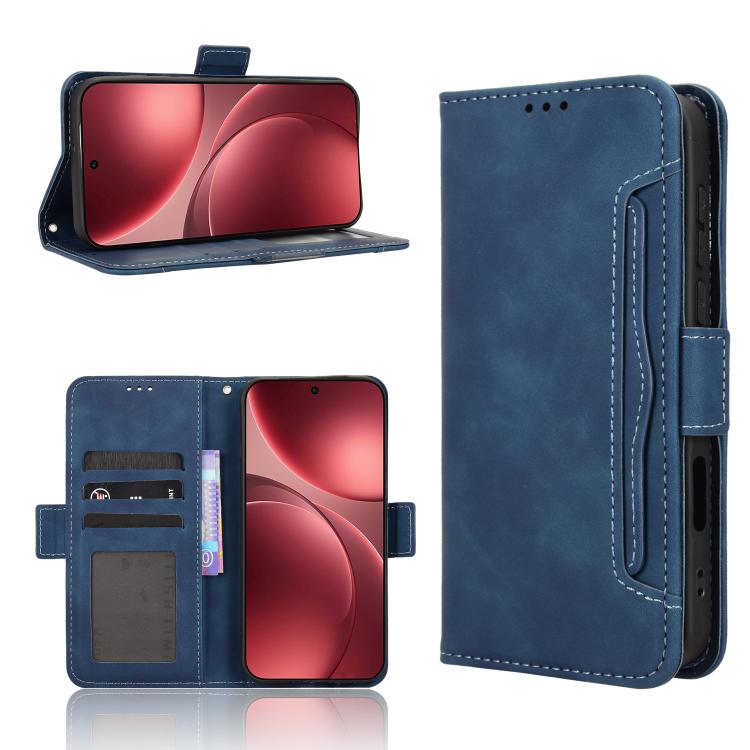 

For OPPO Find X9 Pro Skin Feel Calf Texture Card Slots Leather Phone Case(Blue)