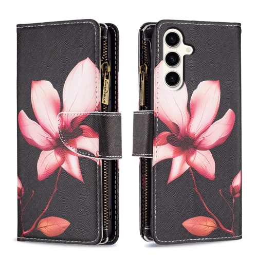 

For Samsung Galaxy S23 FE 5G Colored Drawing Pattern Zipper Leather Phone Case(Lotus)