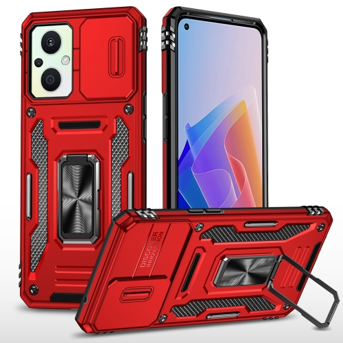 

For OPPO Reno7 Lite Armor PC + TPU Camera Shield Phone Case(Red)