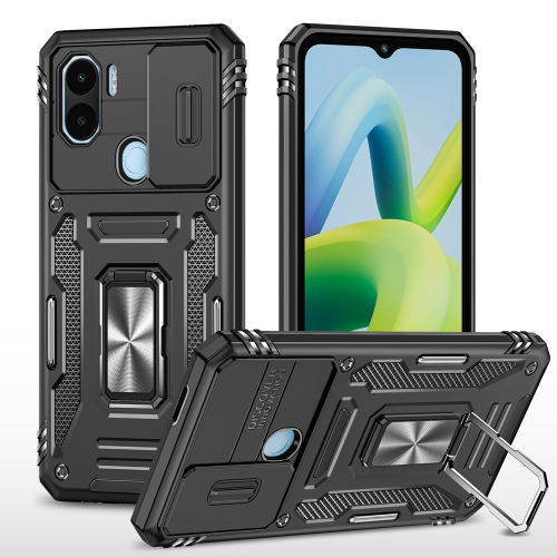 

For Xiaomi Redmi A1 Armor PC + TPU Camera Shield Phone Case(Black)