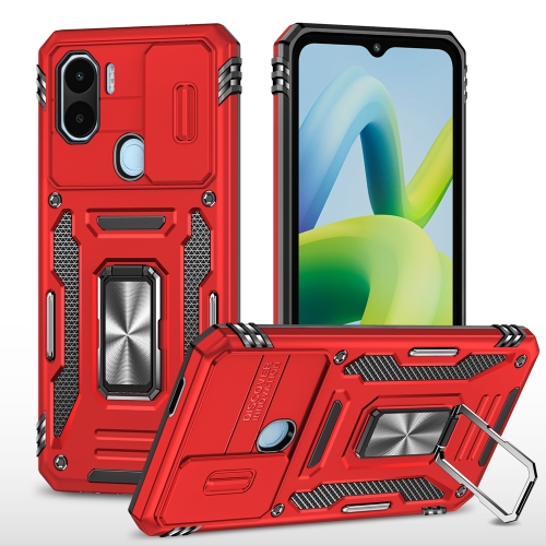 

For Xiaomi Redmi A1 Armor PC + TPU Camera Shield Phone Case(Red)