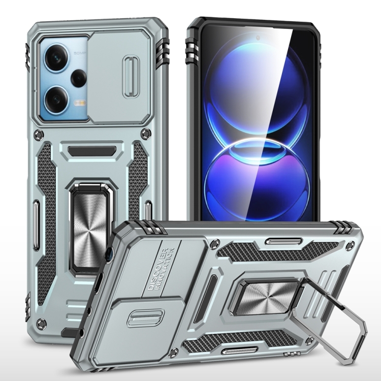 

For Xiaomi Redmi Note 12 5G Global Armor PC + TPU Camera Shield Phone Case(Grey)