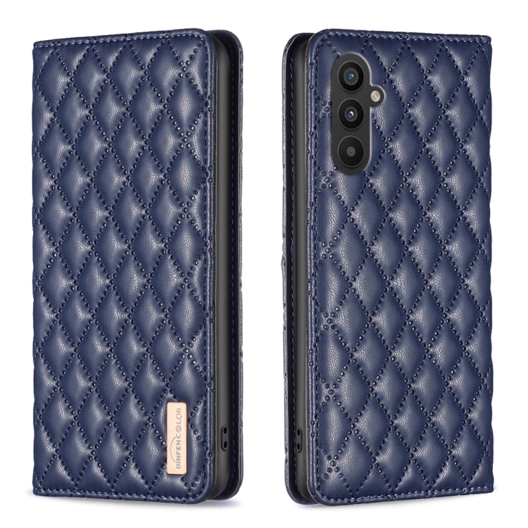 

For Samsung Galaxy A25 5G Diamond Lattice Magnetic Leather Flip Phone Case(Blue)