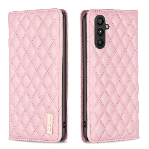 

For Samsung Galaxy A25 5G Diamond Lattice Magnetic Leather Flip Phone Case(Pink)