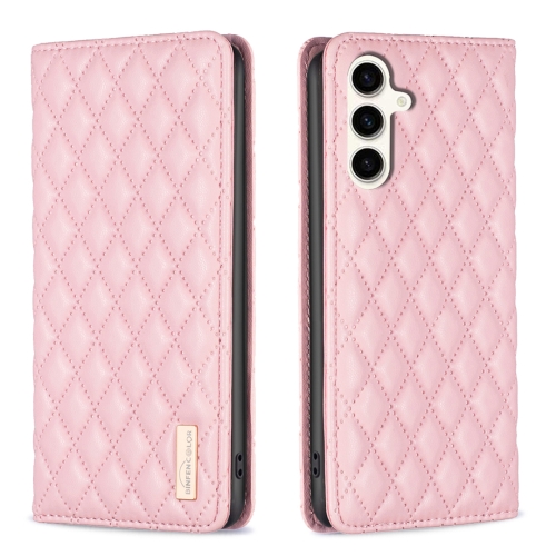 

For Samsung Galaxy S23 FE 5G Diamond Lattice Magnetic Leather Flip Phone Case(Pink)