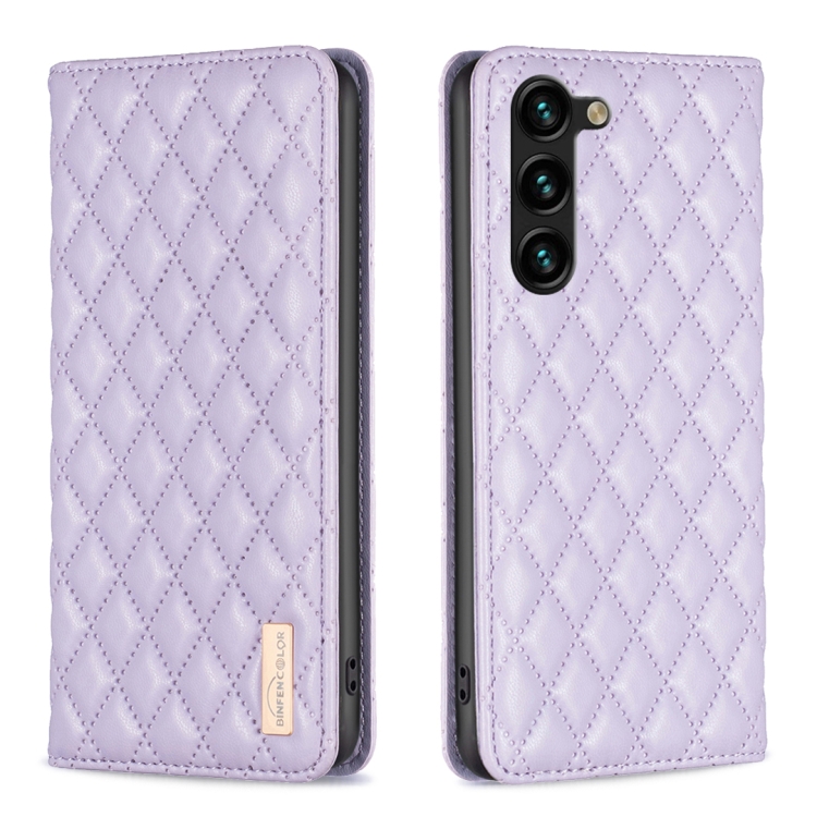 

For Samsung Galaxy S24+ 5G Diamond Lattice Magnetic Leather Flip Phone Case(Purple)