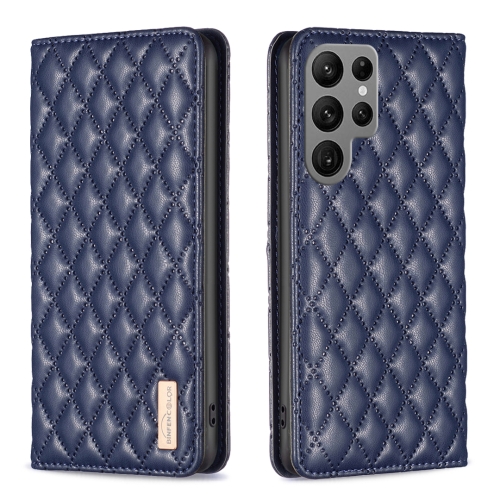 

For Samsung Galaxy S24 Ultra 5G Diamond Lattice Magnetic Leather Flip Phone Case(Blue)