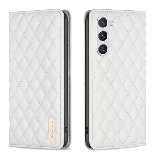 

For Samsung Galaxy S24 5G Diamond Lattice Magnetic Leather Flip Phone Case(White)