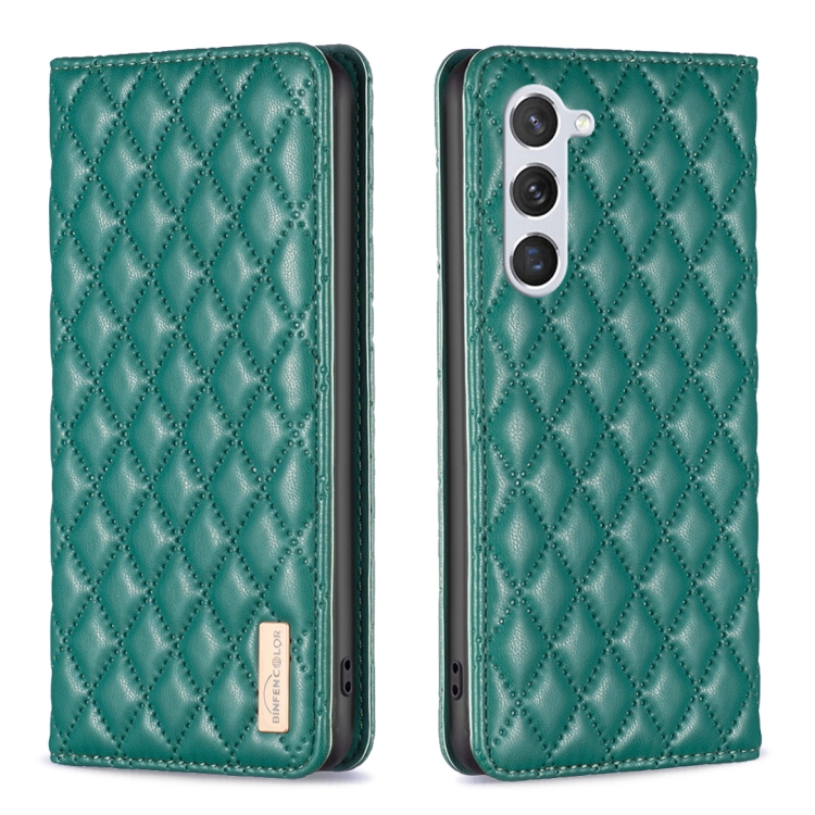 

For Samsung Galaxy S24 5G Diamond Lattice Magnetic Leather Flip Phone Case(Green)