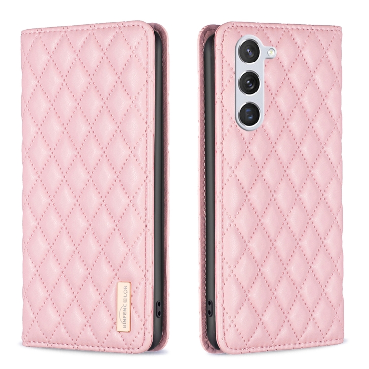 

For Samsung Galaxy S24 5G Diamond Lattice Magnetic Leather Flip Phone Case(Pink)