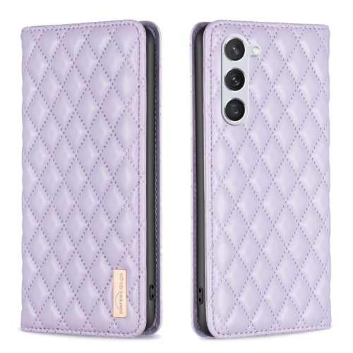 

For Samsung Galaxy S24 5G Diamond Lattice Magnetic Leather Flip Phone Case(Purple)