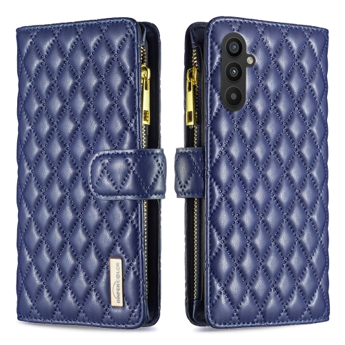 For Samsung Galaxy A25 5G Diamond Lattice Zipper Wallet Leather Flip Phone Case(Blue) for samsung galaxy s23 5g crossbody lanyard zipper wallet leather phone case purple