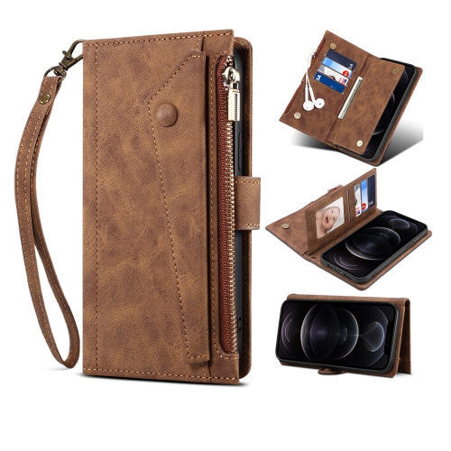For iPhone 15 ESEBLE Retro Frosted RFID Flip Leather Phone Case(Brown)