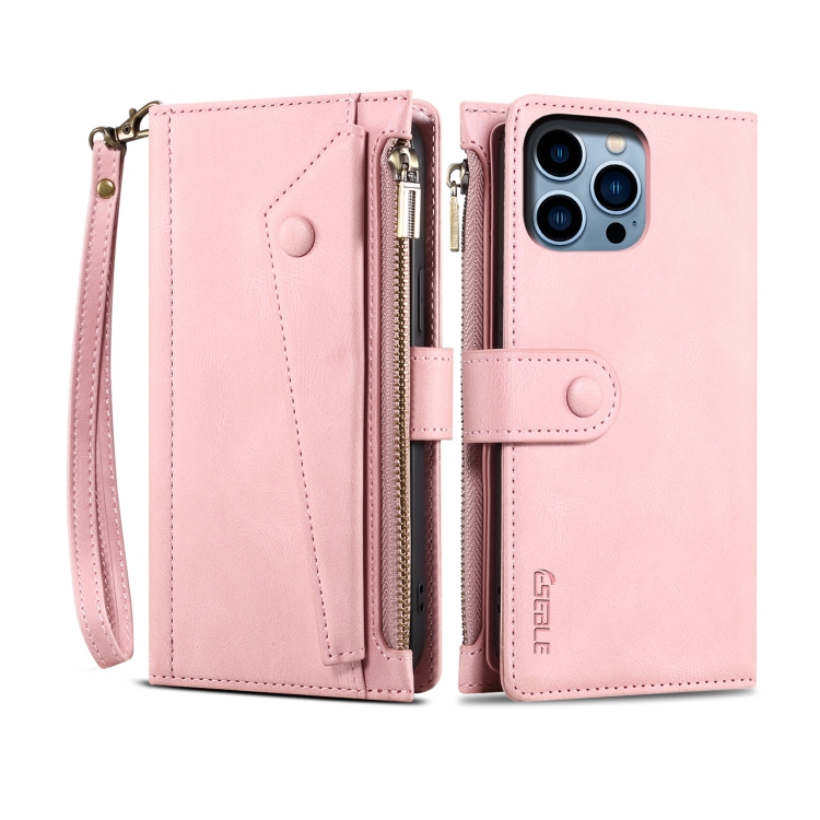 

For iPhone 16 Pro ESEBLE Retro Frosted RFID Flip Leather Phone Case(Rose Gold)