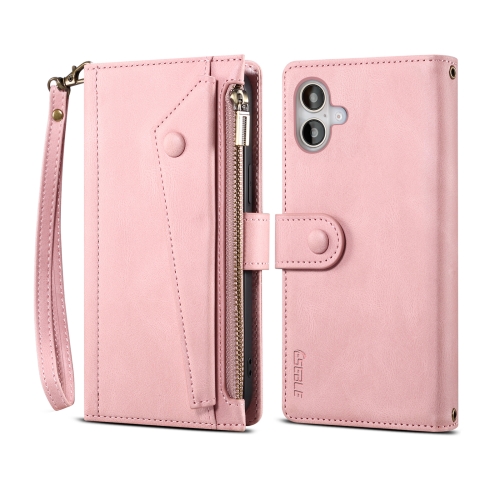 

For iPhone 16 Plus ESEBLE Retro Frosted RFID Flip Leather Phone Case(Rose Gold)