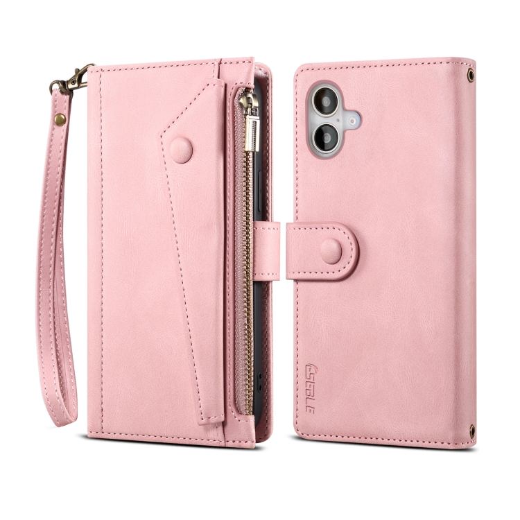

For iPhone 16 ESEBLE Retro Frosted RFID Flip Leather Phone Case(Rose Gold)