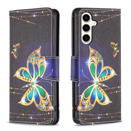 

For Samsung Galaxy S23 FE 5G Colored Drawing Pattern Leather Phone Case(Big Butterfly)
