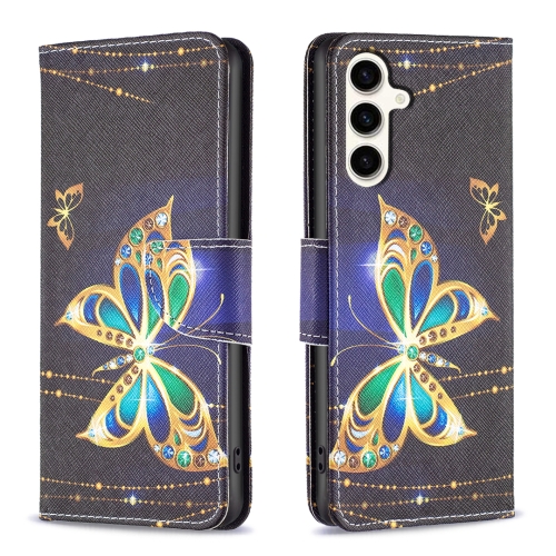 For Samsung Galaxy S23 FE 5G Colored Drawing Pattern Leather Phone Case(Big Butterfly) for samsung galaxy tab a9 embossed butterfly pattern horizontal flip leather tablet case pink